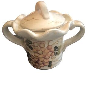 Cabernet Hand Painted Wine Motif Grapes Replacement Sugar Bowl With Cover Dining